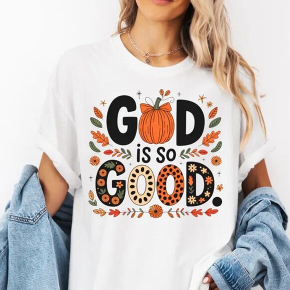 Christian Fall God Is Good Shirt, Christian Fall Pumpkin Shirt - Picture 1 of 4